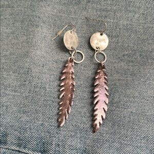 Silver Feather Dangle Earrings